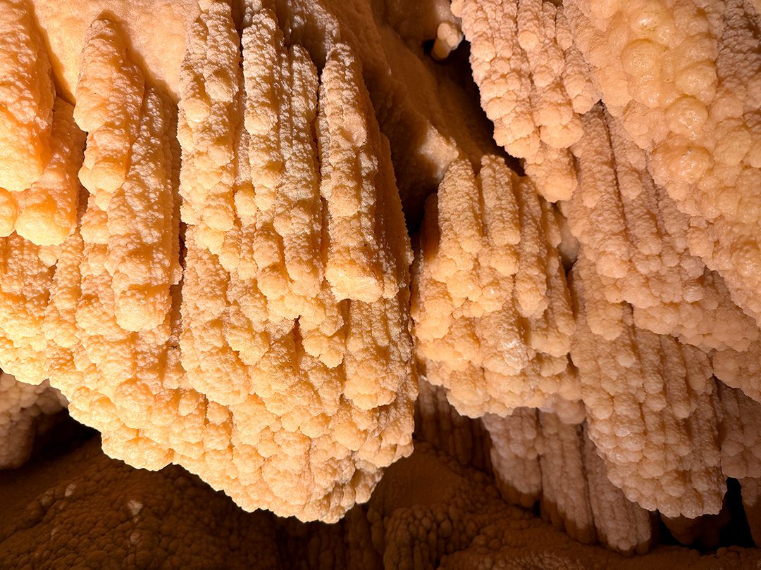 Gros plan de stalagtites aux Grottes de Vallorbe
