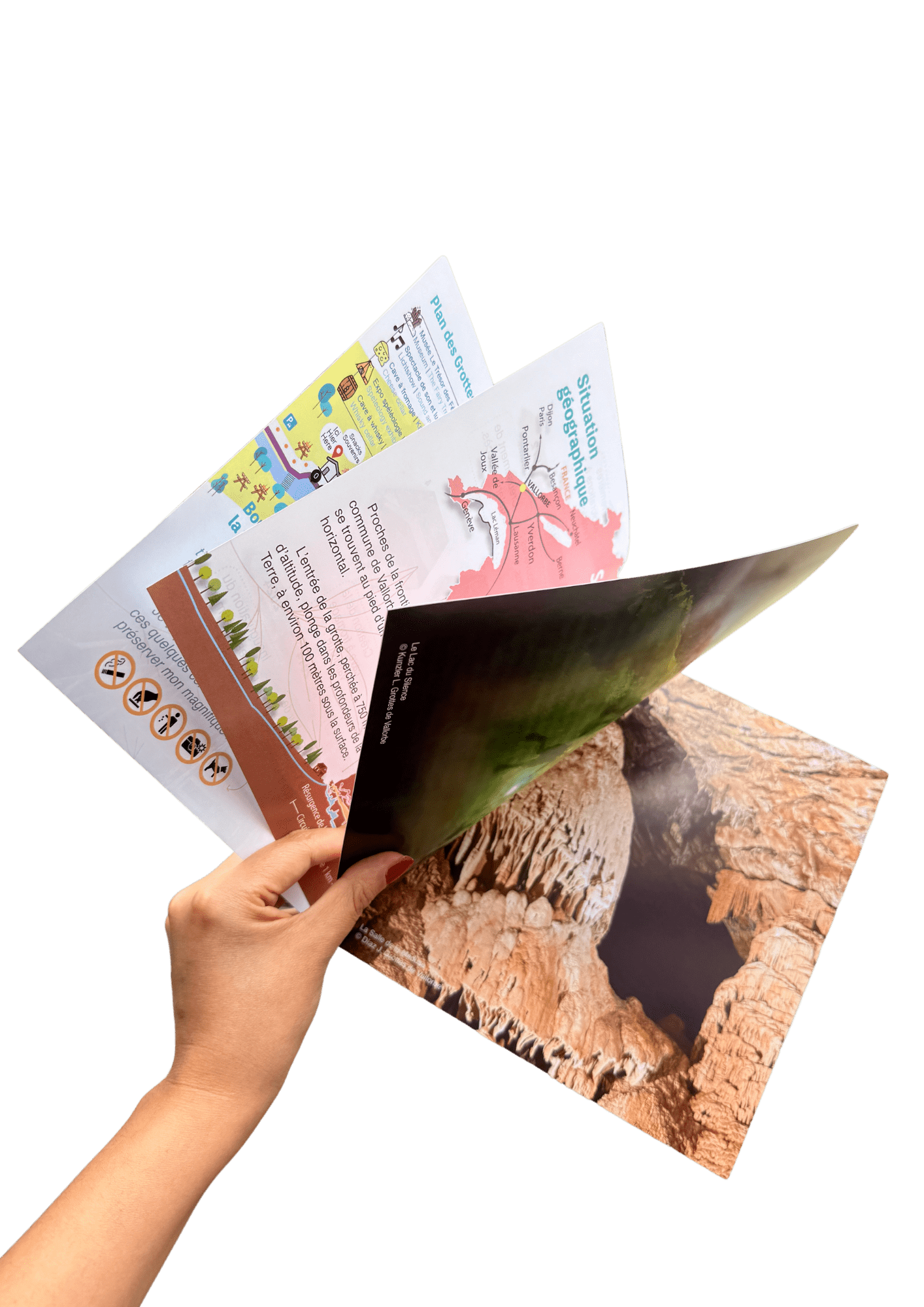Brochure papier en vente aux Grottes de Vallorbe